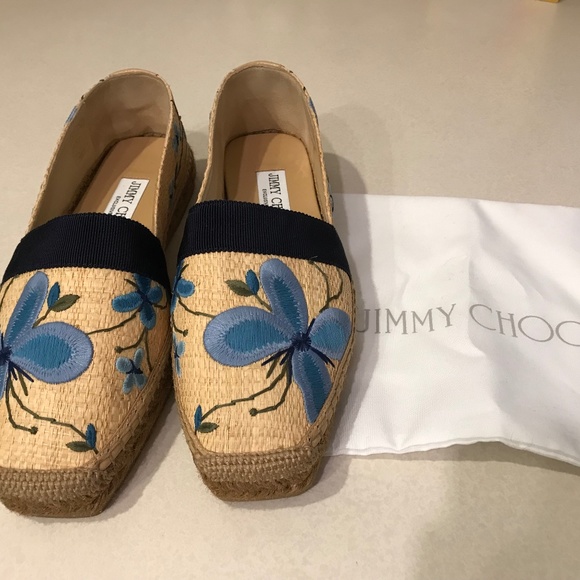 NWOT Jimmy Choo Embroidered Espadrilles, Size 7